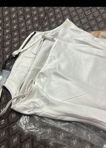 Elegant White Satin midi dress