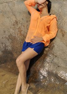 Sheer Orange Sun Cover-Up Top