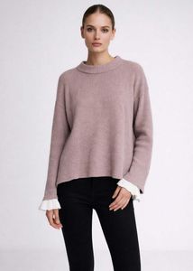 *SALE* Mauve Ribbed Knit Top with Lace Cuff Detail