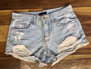 Distressed Light Wash Denim Shorts