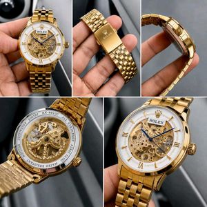 Gold Tone ROLEX Skeleton Automatic Watch  FOR MENS