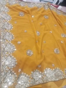 Elegant Yellow Embroidered Saree