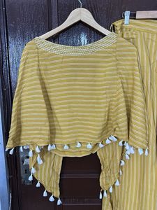 Yellow Striped Set with Tassels