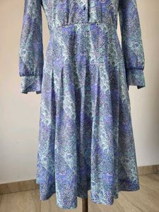 Vintage Paisley Print Midi Dress Length 42 Inches