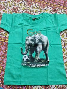 Green T-Shirt with Elephant Print