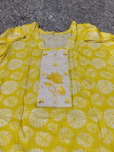 New Yellow Printed Kurta Set with Dupatta