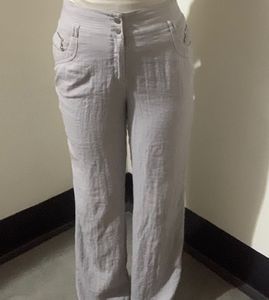 grey flared leg pants