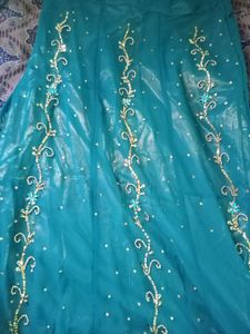 Teal Embroidered Lehenga Skirt Set