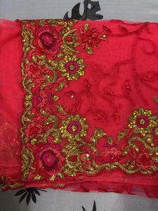 Stunning pink Embroidered Saree