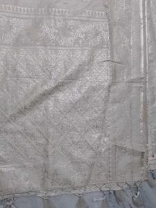 Elegant Off-White Embellished Saree