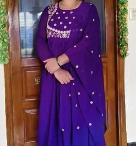 Elegant Purple Anarkali Kurta with Dupatta