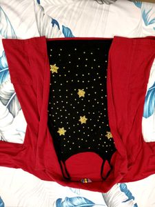 Black Tube Top With Red Jacket