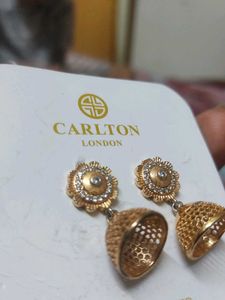 Carlton London Gold Plated Jhumka Earrings