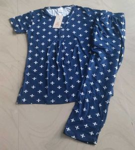 Cute Blue Printed Night Suit