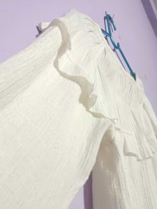 White Ruffle Long Sleeve Top