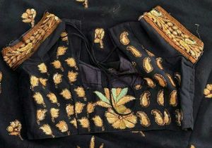 Navy Blue Saree with Embroidered Designer blouse