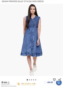 Bi Amma stylish Denim Printed Midi Dress