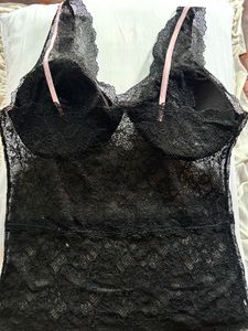 Lace Bralette with Pink Trim