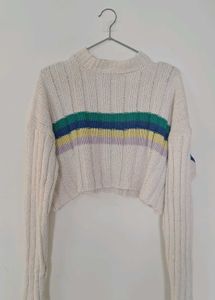 Striped Cropped Knit Sweater