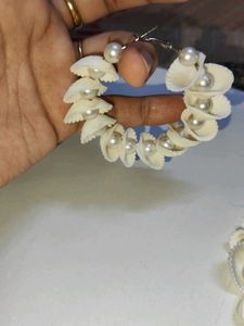 Unique Shell &amp; Pearl Hoop Earrings