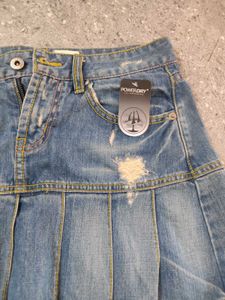 Distressed Denim Mini Skirt