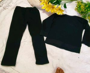 Very Cute Long Sleeve Shirt With Leather Pant