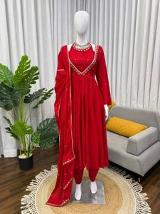Elegant Red Anarkali Kurta Set