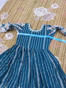 Beautiful Teal Embellished Anarkali Gown