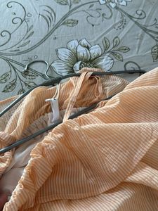 Cute Ruffled Peach Striped Top