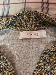 Flowy Geometric Print Long Sleeve Formal Top