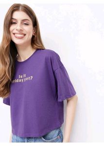 Glitzchez Purple T-Shirt size =M