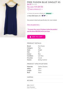 Free Fusion Navy Blue Singlet Tank Dress