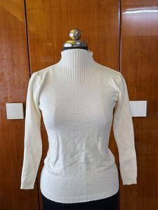 Cream Mock Neck Knit Sweater