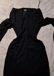 Chic Black Bell Sleeve Mini Dress
