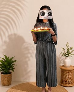 ONLY Silver Pleated Velvet Jumpsuit