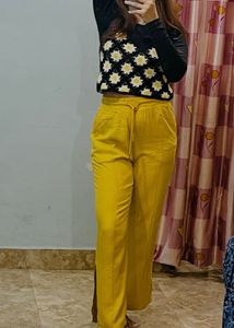 Trendy Crochet Top &amp; Wide-Leg Pants Set