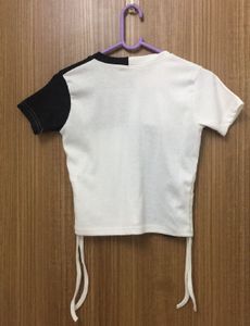 Two-Tone Black &amp; White Crop Tee