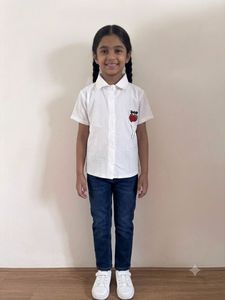Cute White Shirt with Apple Applique