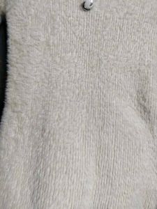 Cream Fuzzy Button Neck Sweater