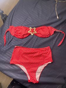 imported Red Star Print Bikini Set