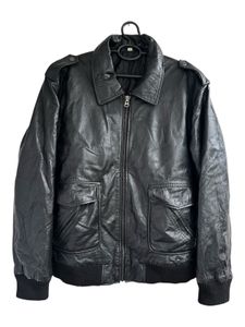 Classic Black Leather Bomber Jacket