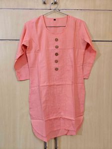 Pure cotton Peach Button-Down Kurta