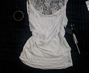 y2k vintage White Lace Back Sleeveless Top
