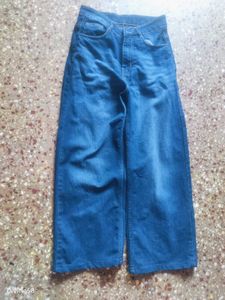 Blue Denim Wide Leg Jeans