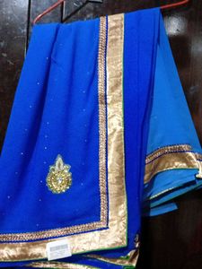Royal Blue Embellished Saree