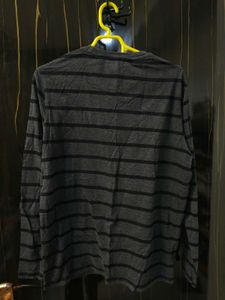 unisex Striped Long-Sleeve T-Shirt with Pocket