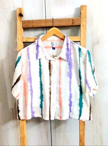 Stylish Striped Button-Up Shirt Size-44