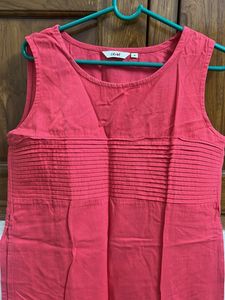 Coral Pink Sleeveless Midi Dress