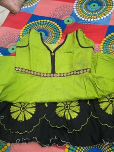 Green Kurta with Embellished Border