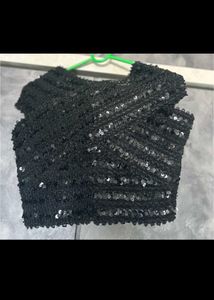 Sparkling Black Sequin Blouse